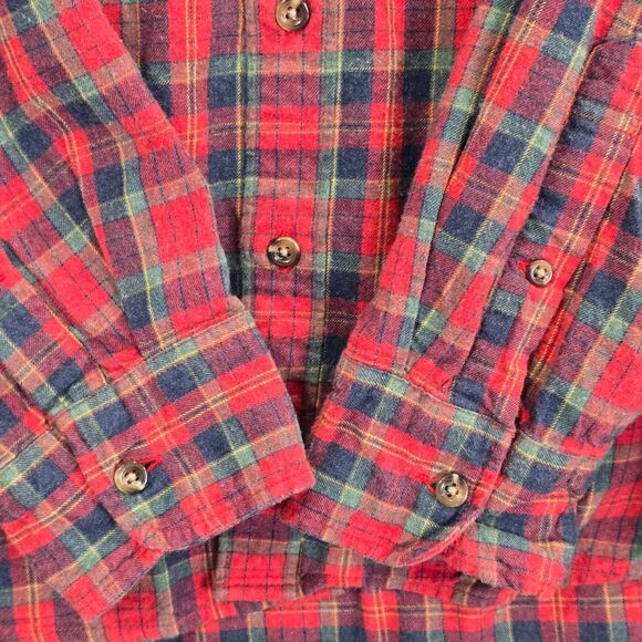 J.Crew Mens L Brushed Cotton Twill Red Green Blue Plaid Button Up Slim Fit Shirt - Picture 3 of 8
